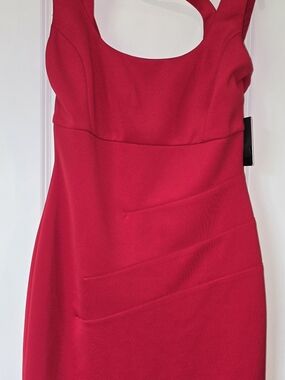 Classic Red Scoop Neck Sheath Calvin Klein Dress
